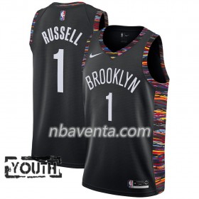 Camiseta Niños Brooklyn Nets D'Angelo Russell 1 2018-19 Nike City Edition Negro Swingman